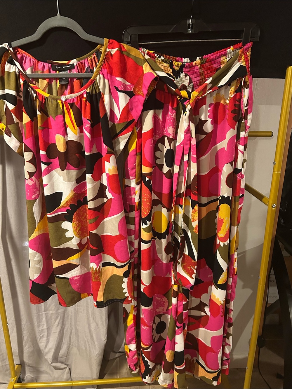 Ashley Stewart Pink Multi Floral Maxi Set